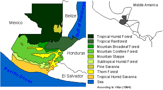 Karte der Ökosysteme in Guatemala